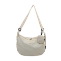 Bolso bandolera minimalista beige de media luna con correa ajustable y un mini monedero - Blanco