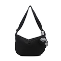 Bolso bandolera de nailon negro en forma de media luna con monedero redondo a juego - Negro