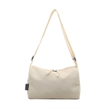 Bolso bandolera de nailon beige con correa ajustable y doble cremallera de moda - Blanco