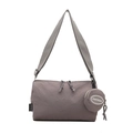 Minimalist grey purple nylon cylinder crossbody bag with round coin purse accessory - Gray