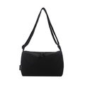Bolso tote de nailon negro con correa ajustable y etiqueta de marca de estilo retro - Negro