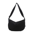 Bolso bandolera negro minimalista de nailon con correa ajustable y etiqueta lateral - Negro