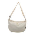 Bolso bandolera de nailon crema en forma de media luna con correa ajustable y nudo - Blanco