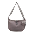 Sac bandoulière demi-lune mauve minimaliste avec sangle réglable et petite pochette - Gris