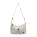Lightweight white nylon crossbody bag with adjustable strap and front pocket - White