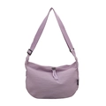 Minimalist lavender half-moon crossbody bag made of durable nylon with adjustable strap - Purple