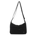 Waterproof nylon crossbody bag in black with adjustable strap and triangle zip puller - Black