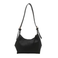 Borsa a spalla classica in pelle nera a forma di mezzaluna con fibbie dorate da donna - Nero