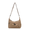 Minimalist khaki nylon tote bag with wide adjustable strap and waterproof surface - Khaki