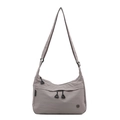 Sac bandoulière en nylon gris clair avec bandoulière réglable et poches zippées - Gris