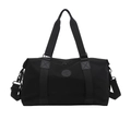 Minimalistische schwarze Nylon-Reisetasche mit großem Fassungsvermögen und Schultergurt - Schwarz