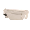 White corduroy waist bag with dual zipper compartments and adjustable strap for casual wear - White