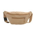 Beige corduroy crossbody bag with adjustable strap and dual zipper pockets - Khaki