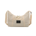 Sac bandoulière minimaliste en nylon beige en forme de croissant avec sangle ajustable - Blanc