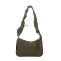 Borsa a mezzaluna verde oliva con tracolla a pieghe scrunchie e tessuto in nylon - Verde