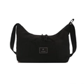 Grand sac bandoulière croissant noir avec logo minimaliste et bandoulière réglable - Noir