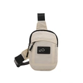 Minimalist cream white crossbody phone bag with adjustable black strap and buckle - White