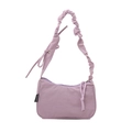 Minimalist light purple pleated shoulder bag with chic bow-style ruffles for women - Purple
