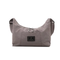 Sac bandoulière minimaliste en nylon gris violet grande capacité avec étiquette de marque - Gris