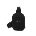 Minimalist black crossbody chest bag with adjustable strap and dual zipper pockets - Black