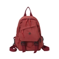 Zaino rosso in nylon minimalista con scomparti multipli ed etichetta tessuta alla moda - Rosso