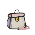 2D cartoon style canvas crossbody bag with pink and purple 2D visual comic aesthetic design - Pink