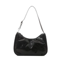 Bolso hobo negro brillante minimalista con correa ajustable y diseño de media luna - Negro