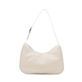 Bolso hobo minimalista blanco crema de piel sintética brillante con una elegante forma de media luna - Blanco