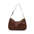 Bolso hobo grande de charol marrón oscuro con correa ajustable y hebilla de plata fina - Marrón