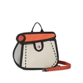 2D cartoon pop art cake bag with orange flap and bold black outlines in 3D perspective - Orange