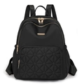 Wasserfester schwarzer Nylon Rucksack mit gesteppter Tasche und goldenen Reißverschlüssen - Schwarz