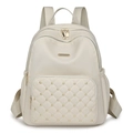Zaino da donna in nylon bianco sporco con borchie dorate e motivo trapuntato - Bianco Sporco