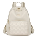 Schicker cremeweißer gesteppter Nylon-Rucksack für Damen mit goldenen Details - Gebrochenes Weiß