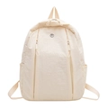 Mochila ligera de nailon beige con bolsillos funcionales con cremallera para uso diario - Blanco Roto