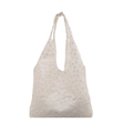 Minimalistische beige Tragetasche mit Gänseblümchen-Stickerei und großem Fassungsvermögen - Weiß
