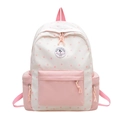 Zaino scolastico rosa e bianco con motivo floreale per ragazze delle superiori e pendolari - Rosa