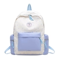 Zaino scolastico con motivo a stelle crema e viola con tasca frontale con zip - Blu