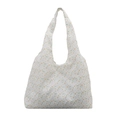 Sac cabas en toile blanc à fleurs jaunes avec broderies en dentelle de cachemire - Style Broderie Petit Fleuri / Multicolore Fleuri