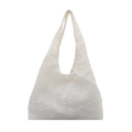 Sac fourre-tout en dentelle blanche brodée avec un design floral français minimaliste - Blanc Cassé