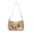 Sparkly sequins shoulder bag in champagne gold with leather strap and metal clasp - Gold