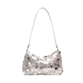 Zilveren pailletten hobo tas voor dames met luxe metallic afwerking en schouderriem - Zilver
