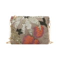 Elegante Abend-Clutch mit Pailletten-Blattstickerei und goldener Kette für Damen - Khaki