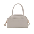 Borsa a cuscino chic in pelle PU bianco avorio con dettagli oro e manico curvo - Bianco