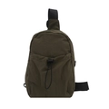 Minimalist olive green crossbody bag with adjustable strap and front drawstring pocket - Green