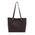 Grand sac cabas marron foncé en similicuir avec bandoulière réglable et boucle dorée élégante - Marron
