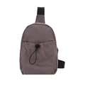 Bolso de pecho minimalista de nailon gris púrpura con bolsillo frontal de cordón - Gris (Gris-Púrpura)