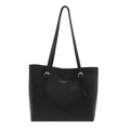 Grand sac fourre-tout noir minimaliste avec boucles dorées pour femme, idéal pour le shopping - Noir