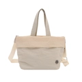 Bolso tote de lona crema minimalista con correa ajustable para el hombro y asas - Blanco