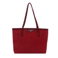 Large vintage red suede tote bag with slim double shoulder straps for women - Red