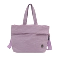 Minimalist lavender purple tote bag in textured nylon fabric for casual daily use - Purple
